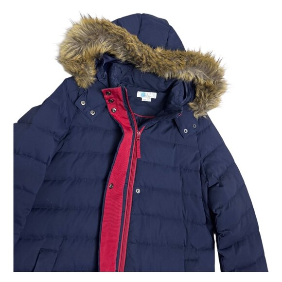 BODEN Down & Feather Fill Designer Blue Long Winter Puffer Parka Coat Womens 10 - Picture 6 of 7